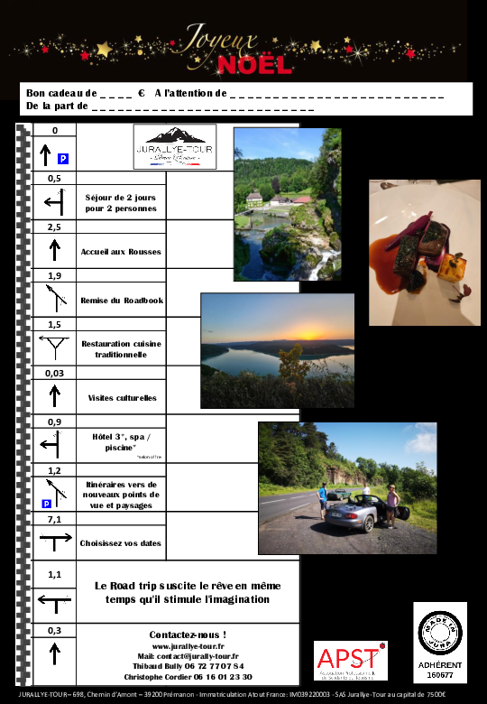 Offrez un bon cadeau pour un road trip à la découverte du Jura !