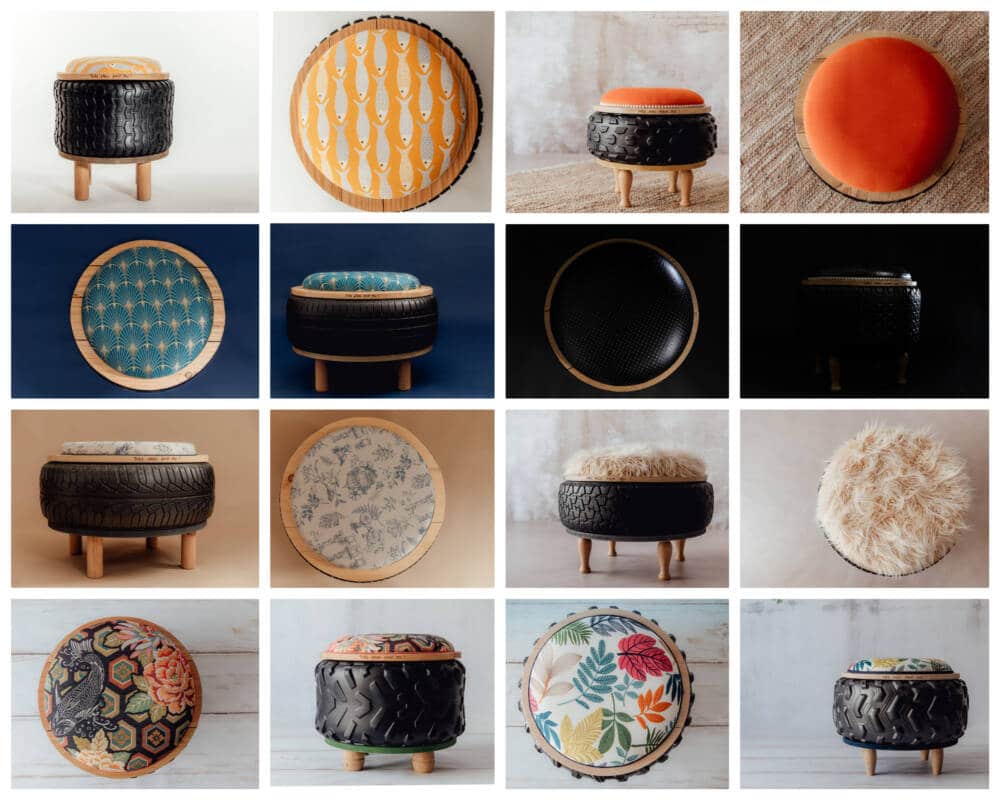 Très Pneu Pour Moi_Frédérique FAIVRE-RAMPANT_poufs_pneus usagés_décoration